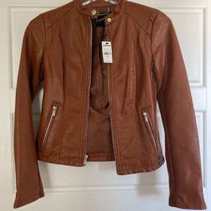 Women’s Brown Faux Leather Express Jacket XSmall